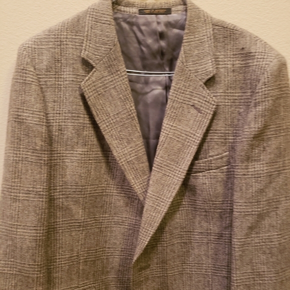 VINTAGE ANDRE VILLARD WOOL TWEED HERRINGBONE MEN'S BLAZER JACKET SPORT COAT 42L